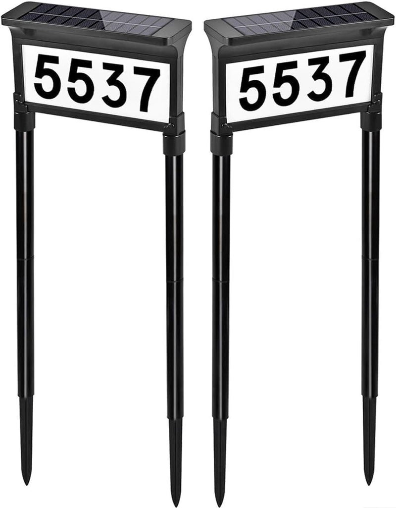 Lacasa Solar Address Signs for Yard DualSided Illumination Solar House Numbers for Outside Waterproof Outdoor Solar Mailbox Number Plaque 3Color Modes 1 Pack - Image 2