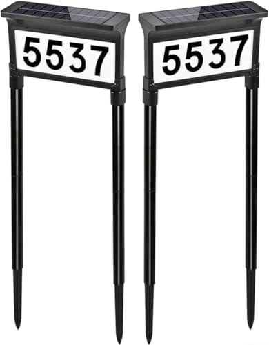 Lacasa Solar Address Signs for Yard DualSided Illumination Solar House Numbers for Outside Waterproof Outdoor Solar Mailbox Number Plaque 3Color Modes 1 Pack - Image 1
