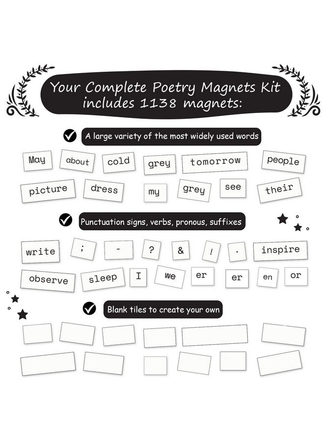 Simply magic 1138 PCS Complete Poetry Magnets Kit, Word Magnets for Fridge, Poem Magnets, Word Fridge Magnets, Sentence Building, Sentence Magnets to Write Poems, Stories, Conversations - Simply Magic - Image 3