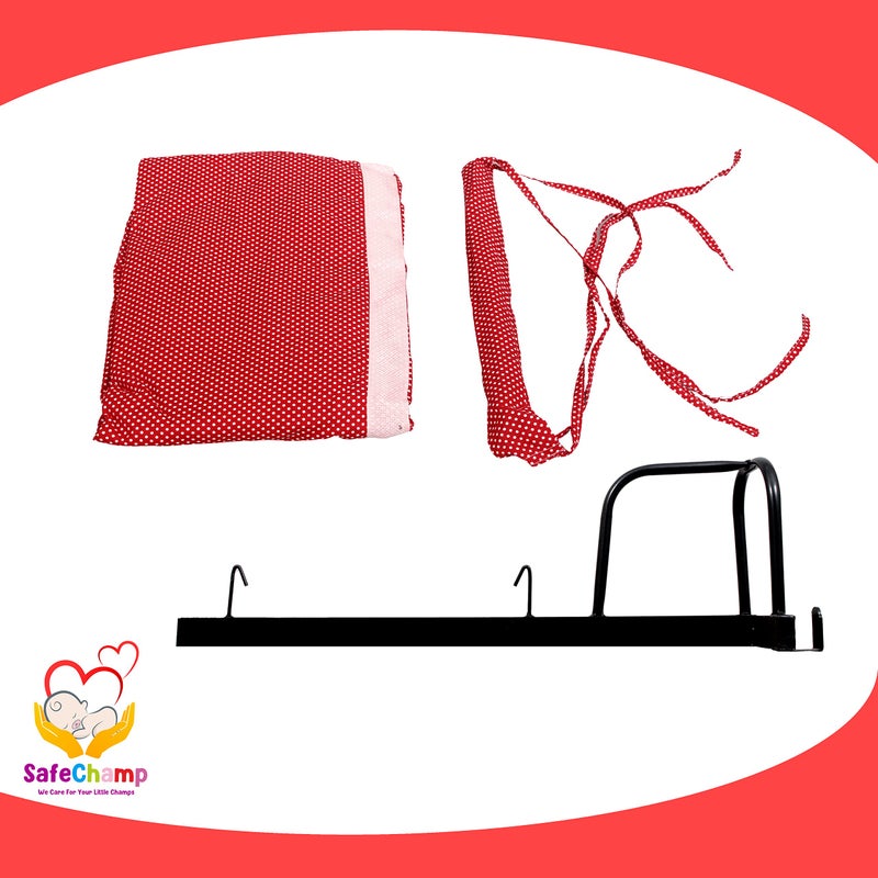 SafeChamp Bambino Baby Cradle Cloth with Seperator and Metal Window Cradle Hanger (Pink) - Image 5