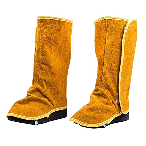 NFZUNW Leather Welding Spats,Leather Shoe Protector Covers,Welded Flame Resistant Protector Shoe Covers,Foot Safety Protection Covers - Image 1