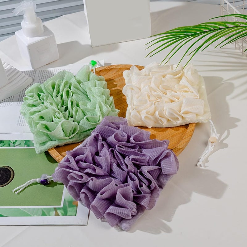 اللوفة الوردية والبنفسجية 2 في 1 منشفة غسيل لصابون القالب التقشير والبشرة الناعمة - Image 3
