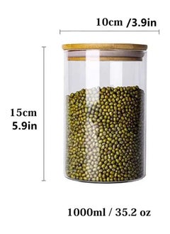Mash 1000ml Round Glass Jar with Bamboo Lid, Kitchen Food Storage Containers Airtight Lids Cereals Canisters Jars for Pasta Spaghetti Tea Coffee Beans Candy Cookies Snacks Spice Multiuse  - Image 5