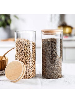 Mash 1000ml Round Glass Jar with Bamboo Lid, Kitchen Food Storage Containers Airtight Lids Cereals Canisters Jars for Pasta Spaghetti Tea Coffee Beans Candy Cookies Snacks Spice Multiuse  - Image 4
