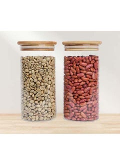 Mash 1000ml Round Glass Jar with Bamboo Lid, Kitchen Food Storage Containers Airtight Lids Cereals Canisters Jars for Pasta Spaghetti Tea Coffee Beans Candy Cookies Snacks Spice Multiuse  - Image 2