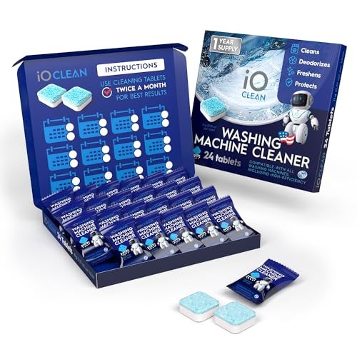 iO CLEAN Washing Machine Cleaner and Descaler Tablets 24 Pcs - Deep Clean and Descaling for HE Front and Top Loaders Washer - High-Efficiency Tablets for a Fresh, Spotless Laundry, Remove Odor - 1 Year Supply - Image 2