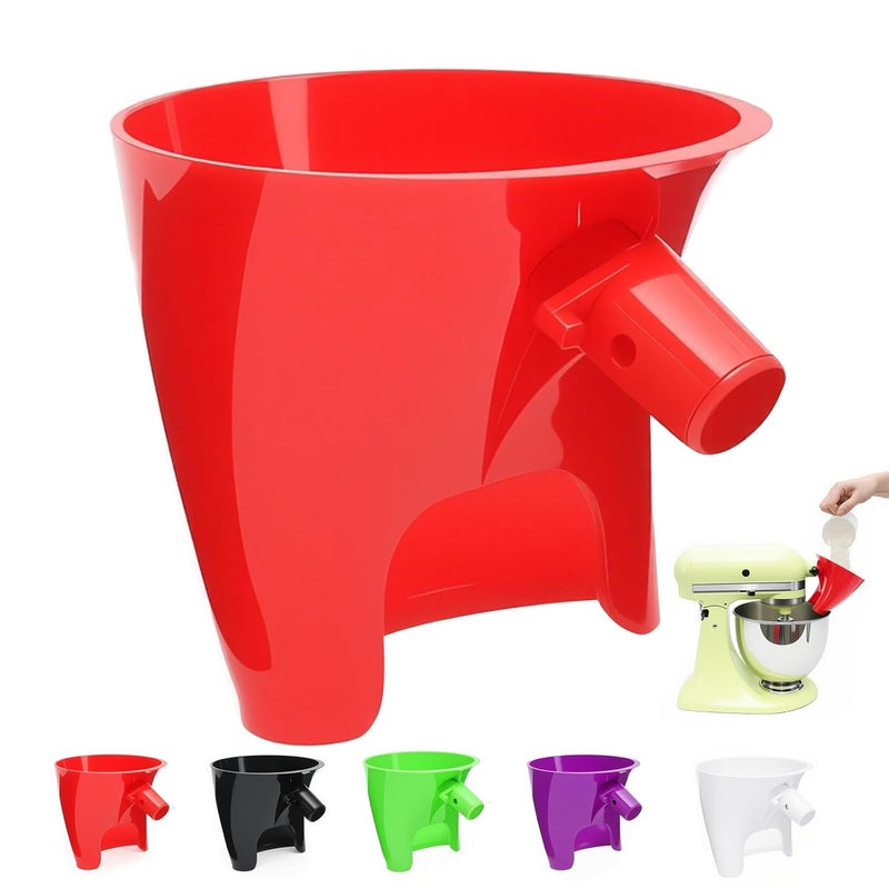 KEEUH Red Flour Funnel for Kitchenaid Mixer, Anti-Splash Accessory, Compatible with 5 Qt Tilt-Head Models (KSM150) and Bowl Lift, Easy Pour AMD Clean Kitchen Aid Funnel Attachment - Image 1