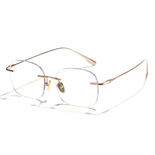 Cyxus Titanium Blue Light Glasses for Men Frameless Rimless Glasses Computer Glasses UV protection Eyeglasses - Image 1
