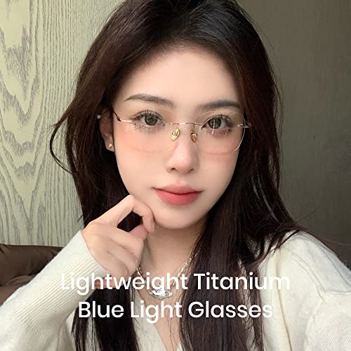 Cyxus Titanium Blue Light Glasses for Men Frameless Rimless Glasses Computer Glasses UV protection Eyeglasses - Image 3