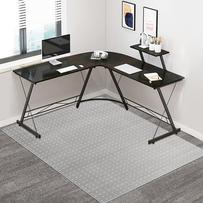 OFFICE CHAIR MAT FOR CARPET DESK CHAIR MAT FOR CARPETED FLOORS LARGE FLOOR MAT FOR OFFICE CHAIR ON LOW STANDARD AND NO PILE CARPETED FLOORS DURABLE CARPET PROTECTOR MAT 46X 60 RECTANGLE