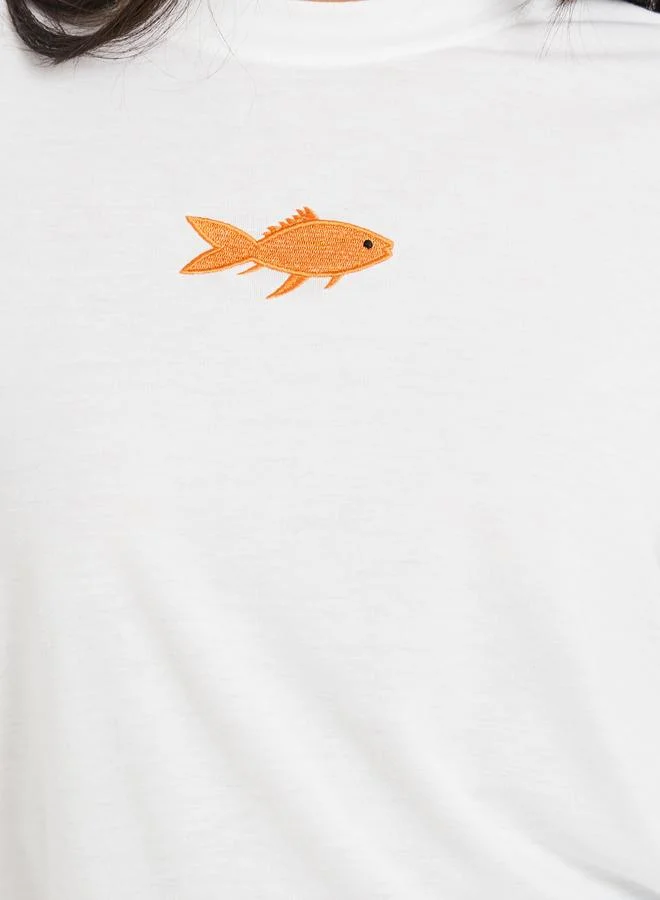 Take Two Take Two Embroidered Round Neck T-Shirt