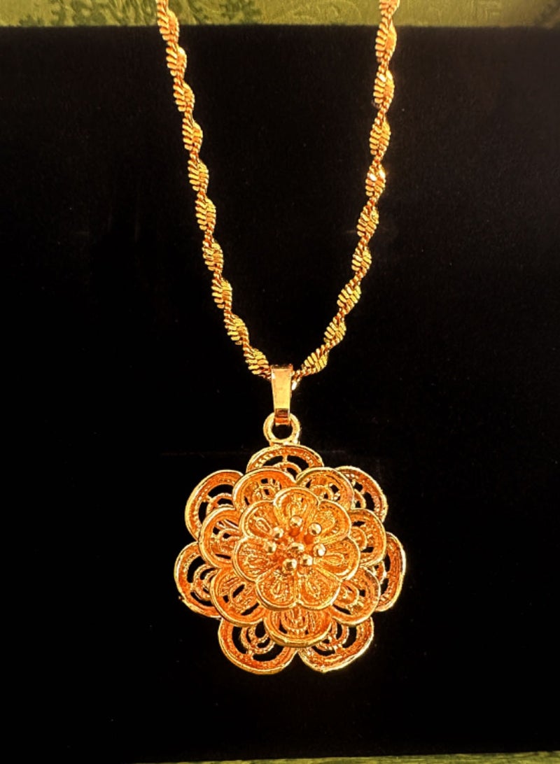 24k Gold Plated Pendant Necklace,Wedding Jewelry ,Fashion Dress Accessories - Image 1