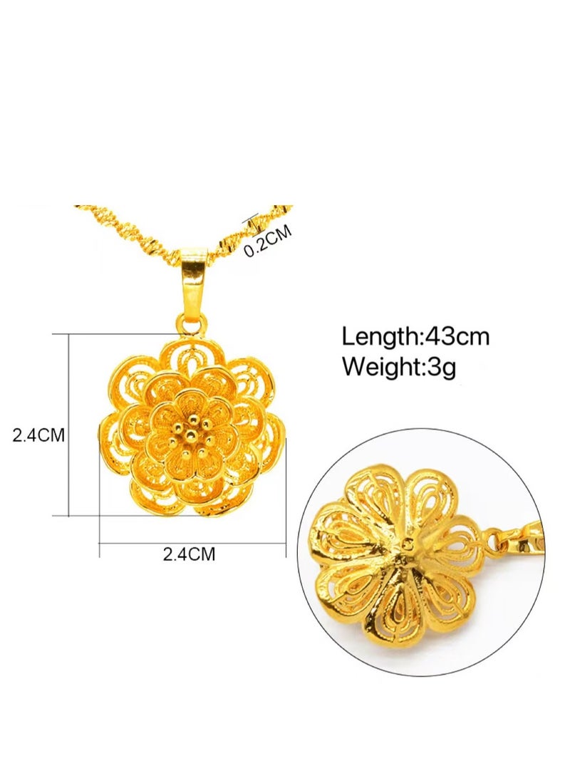 24k Gold Plated Pendant Necklace,Wedding Jewelry ,Fashion Dress Accessories - Image 3