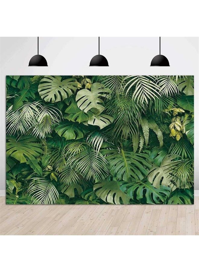 Fanghui - Green Tropical Palm Leaves Picture Photography Backdrop Vinyl 7x5ft Jungle Safari Plants Photo Background for Hawaiian Luau Party Decor Banner Birthday Baby Shower Supplies - Image 1