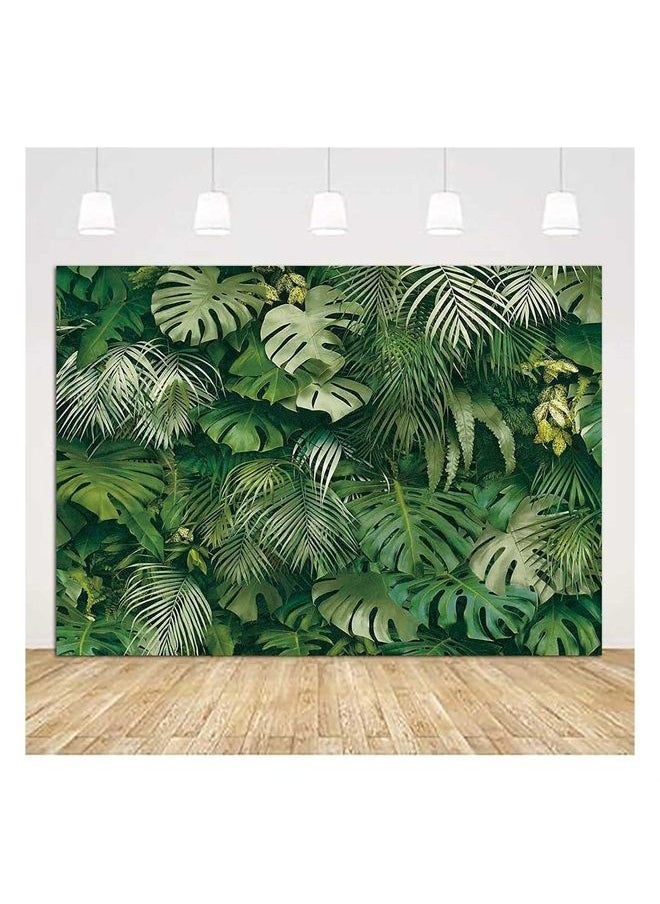 Fanghui - Green Tropical Palm Leaves Picture Photography Backdrop Vinyl 7x5ft Jungle Safari Plants Photo Background for Hawaiian Luau Party Decor Banner Birthday Baby Shower Supplies - Image 1
