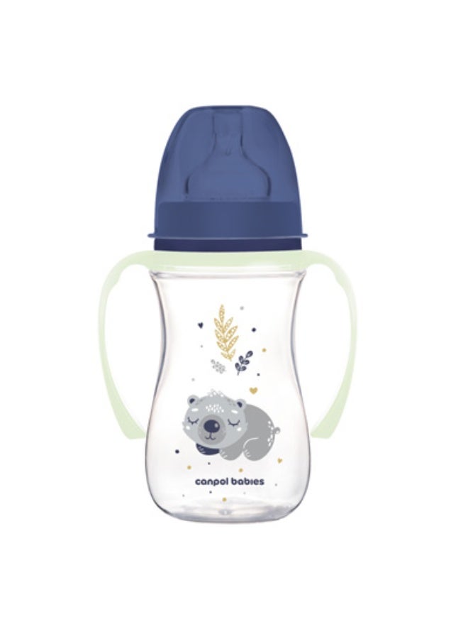 Canpol babies Canpol Feeding Bottle with Glowing Handles 120ml Navy Koala 0m+ - Image 2
