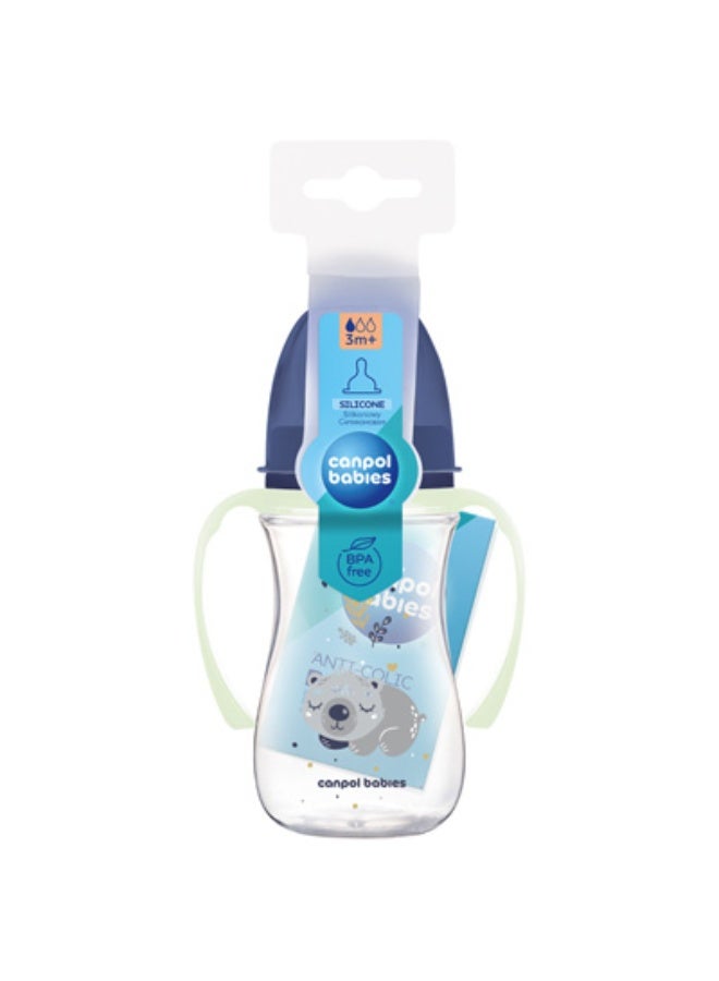Canpol babies Canpol Feeding Bottle with Glowing Handles 120ml Navy Koala 0m+ - Image 1