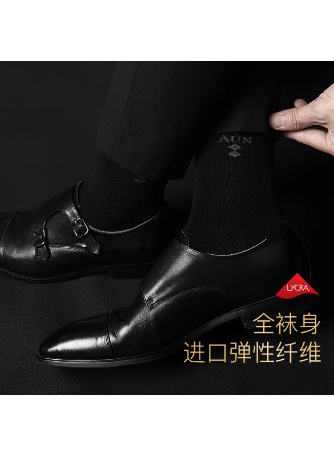 Aun Men's Antibacterial Odor-resistant Socks 7a Grade Business Casual Silver Ion Deodorant Socks 3 Black 3 Dark Gray - Image 1