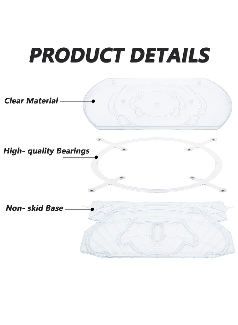 2 Tier Spice Rack Organizer 360° Rotating Sliding Spice Rack Organizer Cabinet 16.5 x 11in Rectangle Clear Antiskid Kitchen Bathroom Pull Out Storage Shelves for Pantry Table Medicine Pill Bottle - Image 2