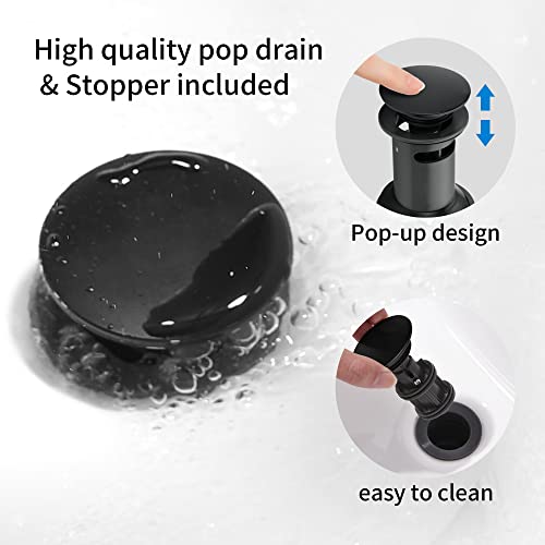FROPO 2 Handle Black Bathroom Sink Faucet - 4 Inch Centerset Faucet Bathroom 2 or 3 Hole Lavatory Faucet Bathroom Vanity Sink Faucets with Pop-up Drain and Supply Lines Matte Black - Image 4