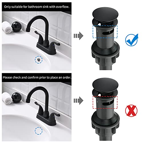 FROPO 2 Handle Black Bathroom Sink Faucet - 4 Inch Centerset Faucet Bathroom 2 or 3 Hole Lavatory Faucet Bathroom Vanity Sink Faucets with Pop-up Drain and Supply Lines Matte Black - Image 5