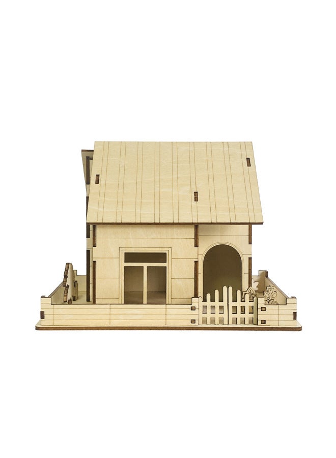 بناء منزل خشبي لغز لتقوم بها بنفسك المقصورة ألعاب تعليمية للأطفال حقيبة مصنوعة يدويًا-اللون: لون السجل + الصباغ - Image 3