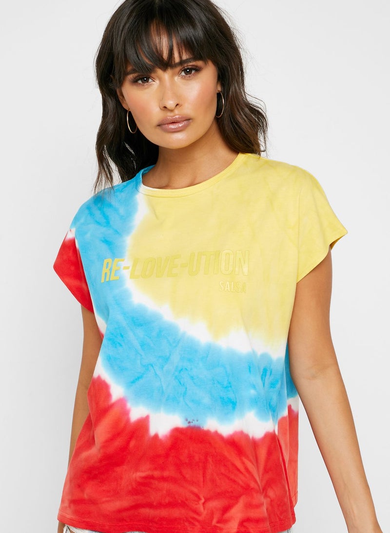 SALSA Tie Dye Slogan T-Shirt - Image 3