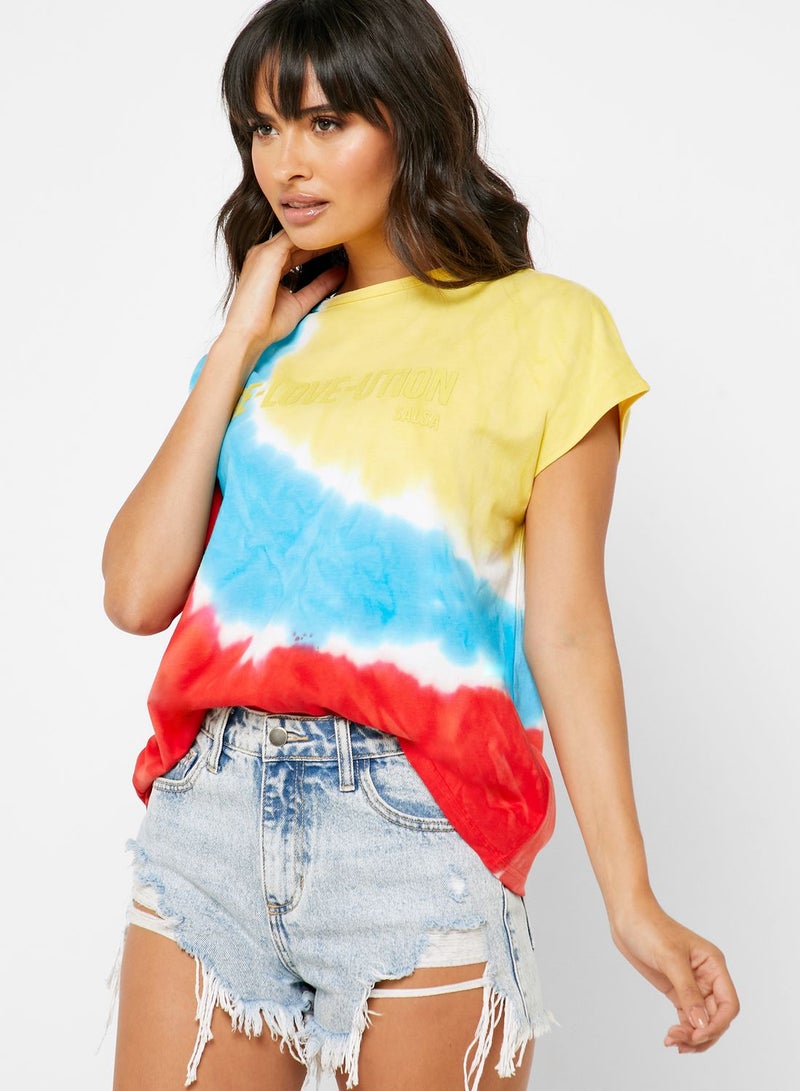 SALSA Tie Dye Slogan T-Shirt - Image 1