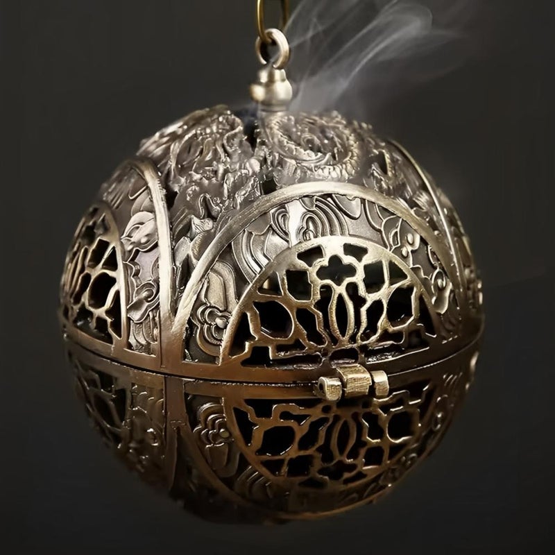 Gardenia Luxury Hanging Metal Incense Burner – Elegant Classic Design – Heat-Resistant & Safe to Use - Gold - Image 3