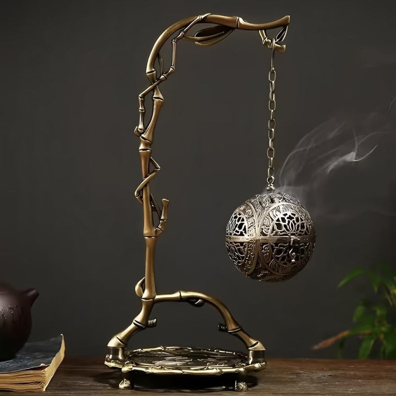 Gardenia Luxury Hanging Metal Incense Burner – Elegant Classic Design – Heat-Resistant & Safe to Use - Gold - Image 2