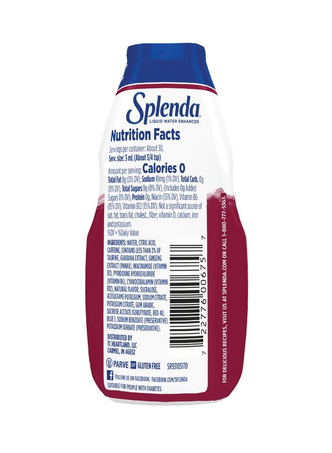 SPLENDA Energy Liquid Water Enhancer Drops, Sugar Free, Zero Calorie, Natural Flavor, Concentrated Drink Mix, 3.11 Fl Oz Each Bottle (Black Cherry, 1 Pack) - Image 4