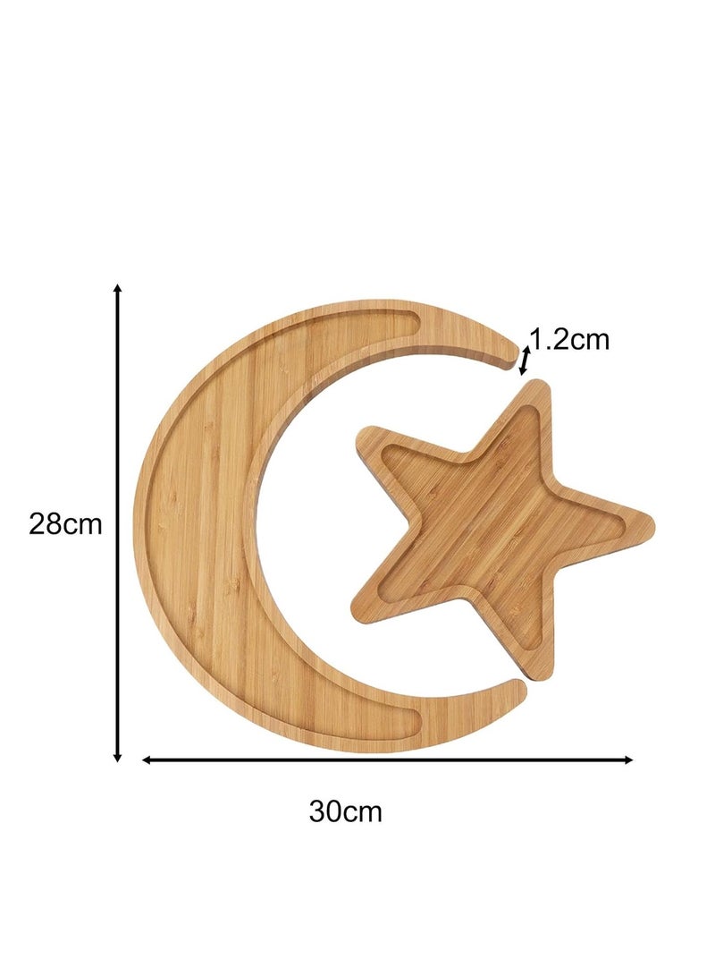Bamboo Food Tray Snack Tray Star Moon Wooden Tray Dessert Cake Tray Party Decoration  - Image 2