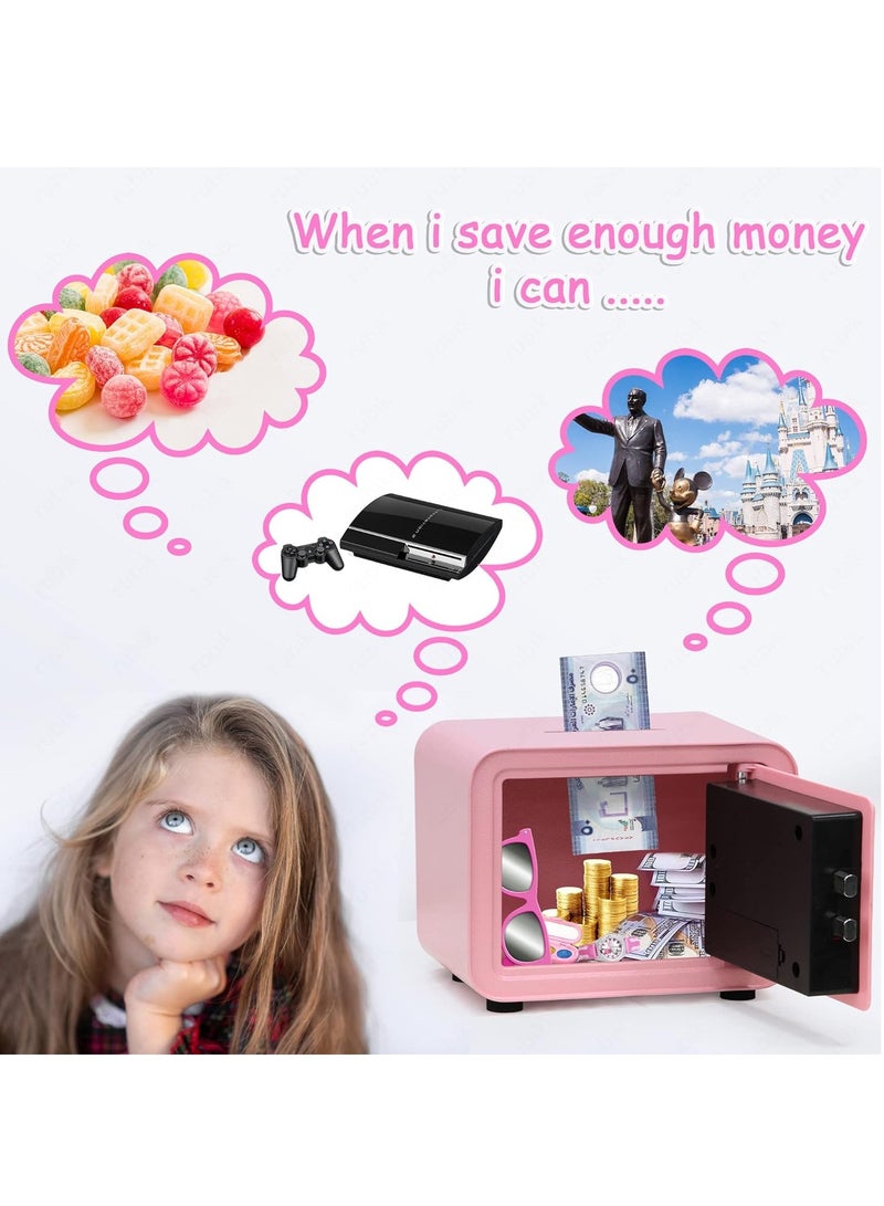 Rubik Piggy Bank Safe with Digital Password and Key Lock, Cash Coins Drop Slot Money Saving Box for Kids Boys Girls Adults (18x24x16cm) Black  - Image 4