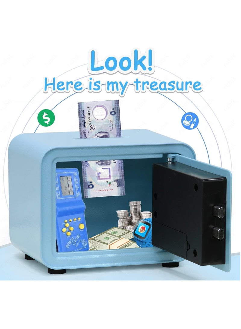 Rubik Piggy Bank Safe with Digital Password and Key Lock, Cash Coins Drop Slot Money Saving Box for Kids Boys Girls Adults (18x24x16cm) Black  - Image 3