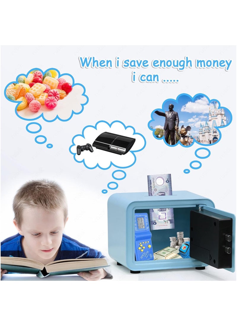 Rubik Piggy Bank Safe with Digital Password and Key Lock, Cash Coins Drop Slot Money Saving Box for Kids Boys Girls Adults (18x24x16cm) Black  - Image 5