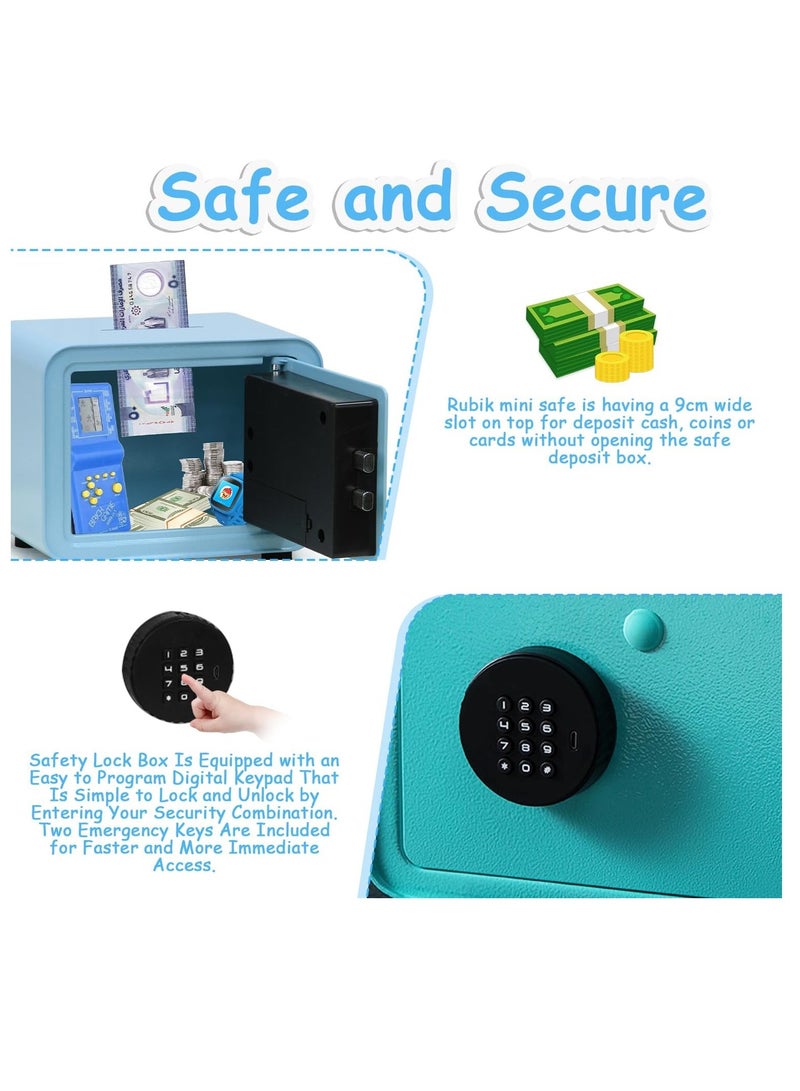 Rubik Piggy Bank Safe with Digital Password and Key Lock, Cash Coins Drop Slot Money Saving Box for Kids Boys Girls Adults (18x24x16cm) Black  - Image 2