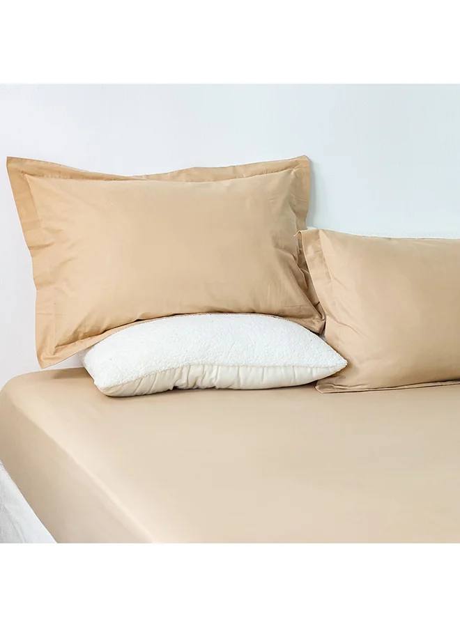 DANUBE HOME Danube Home Bliss 3 Pc Cotton Super King Fitted Set - Off-White - 200x200 + 35 cm, 50x75 cm | 100% Cotton -144 Thread Count Bedding Set For Bedroom