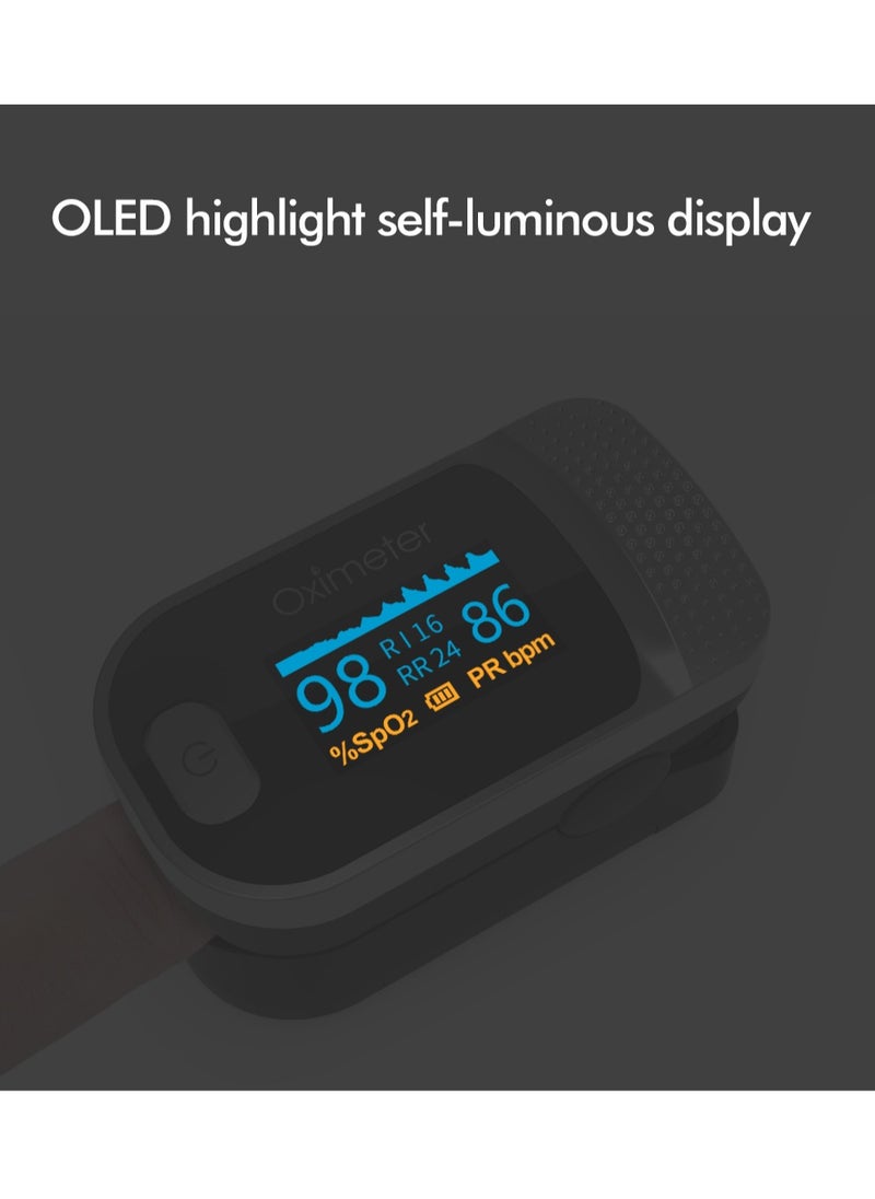 Joshberg Finger Pulse Oximeter Blood Oxygen Saturation Monitor, Quick Read Heart Rate and Spo2 Oxygen Meter with OLED Display, Batteries Not Included  - Image 4