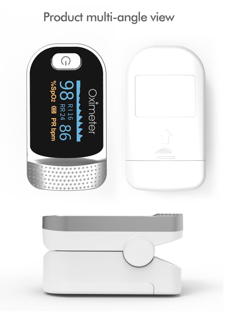 Finger Pulse Oximeter Blood Oxygen Saturation Monitor, Quick Read Heart Rate and Spo2 Oxygen Meter with OLED Display, Batteries Not Included