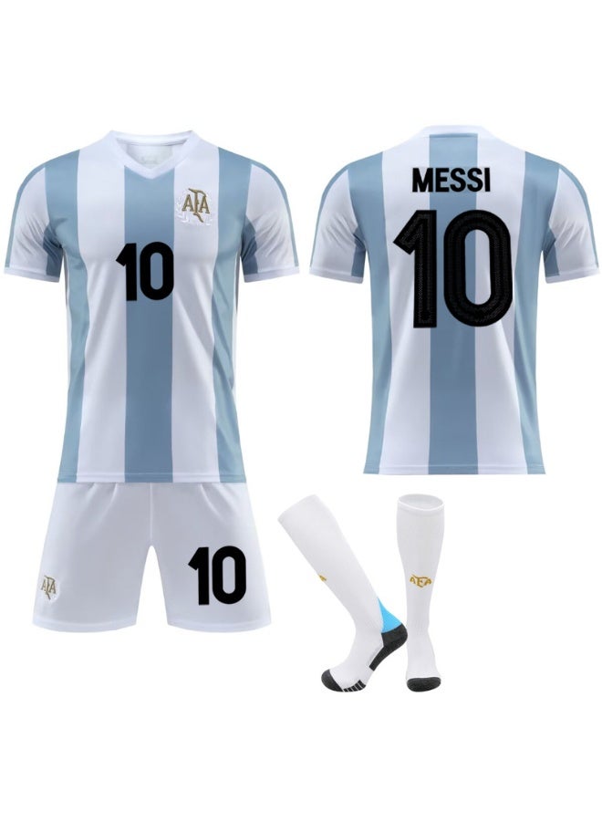 ميسي 2025-2026 زي كرة القدم # 10 ميسي لكرة القدم جيرسي السراويل الجوارب دعوى حجم الأطفال وحجم الكبار ، هدية للجماهير والأصدقاء - Image 1