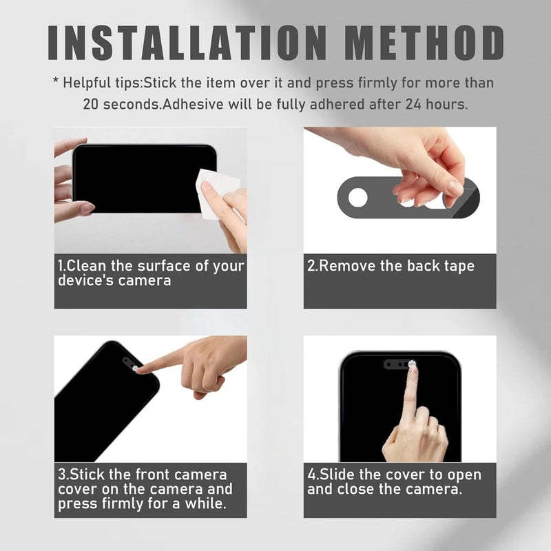Front Camera Privacy Cover & Security Slider compatible with iPhone 17 Pro Max/Pro/Air/17 Series, Ultra-Thin Silver, Strong Adhesive, Supports Face ID - Image 4