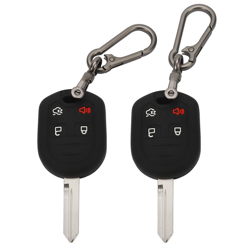 تومال 2 حزمة لغطاء مفتاح فورد مع سلسلة مفاتيح 4 أزرار من السيليكون المطاطي متوافق مع فورد إكسبيديشن إيسكيب إكسبلورر لينكولن MKX نافيجيتور ميركوري ماونتينيير مازدا تريبيوت