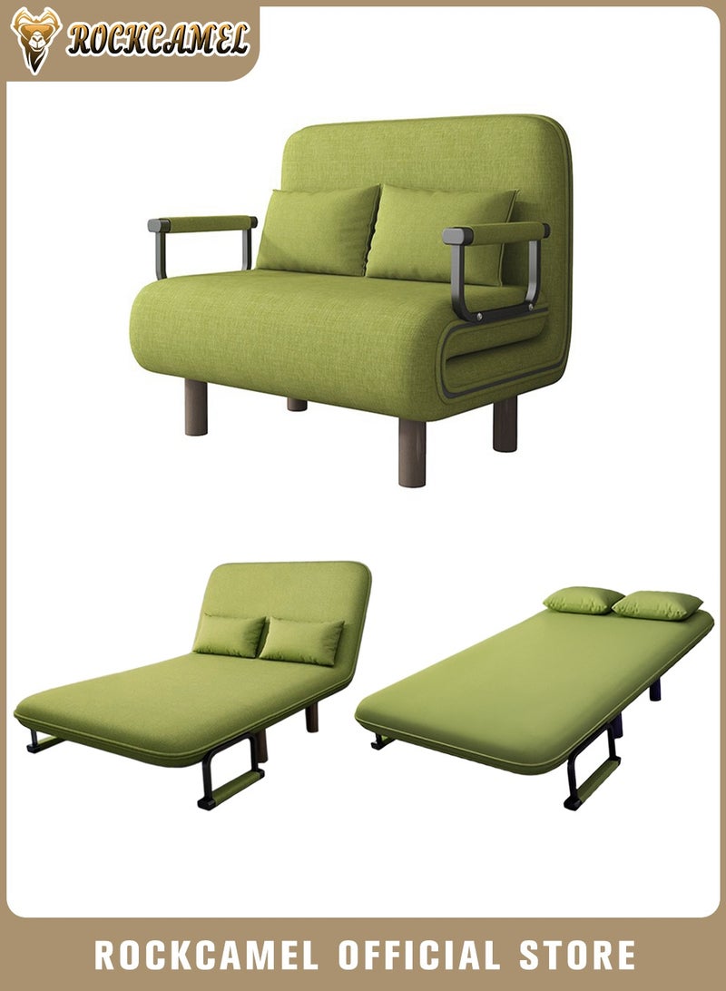 ROCKCAMEL أريكة بذراعين ثلاثة في واحد مع تعديل الزاوية، عرض 100 سم، يمكن تحويلها إلى سرير وأريكة مسند ظهر، قماش الفانيلا الصديق للبشرة، قابل للإزالة والغسل، مناسب للمنزل والمكتب، يأتي مع وسائد مزدوجة، يمكن الاستلقاء أو الجلوس أو النوم، مقعد أريكة مسند ظهر متعدد الوظائف - Image 1
