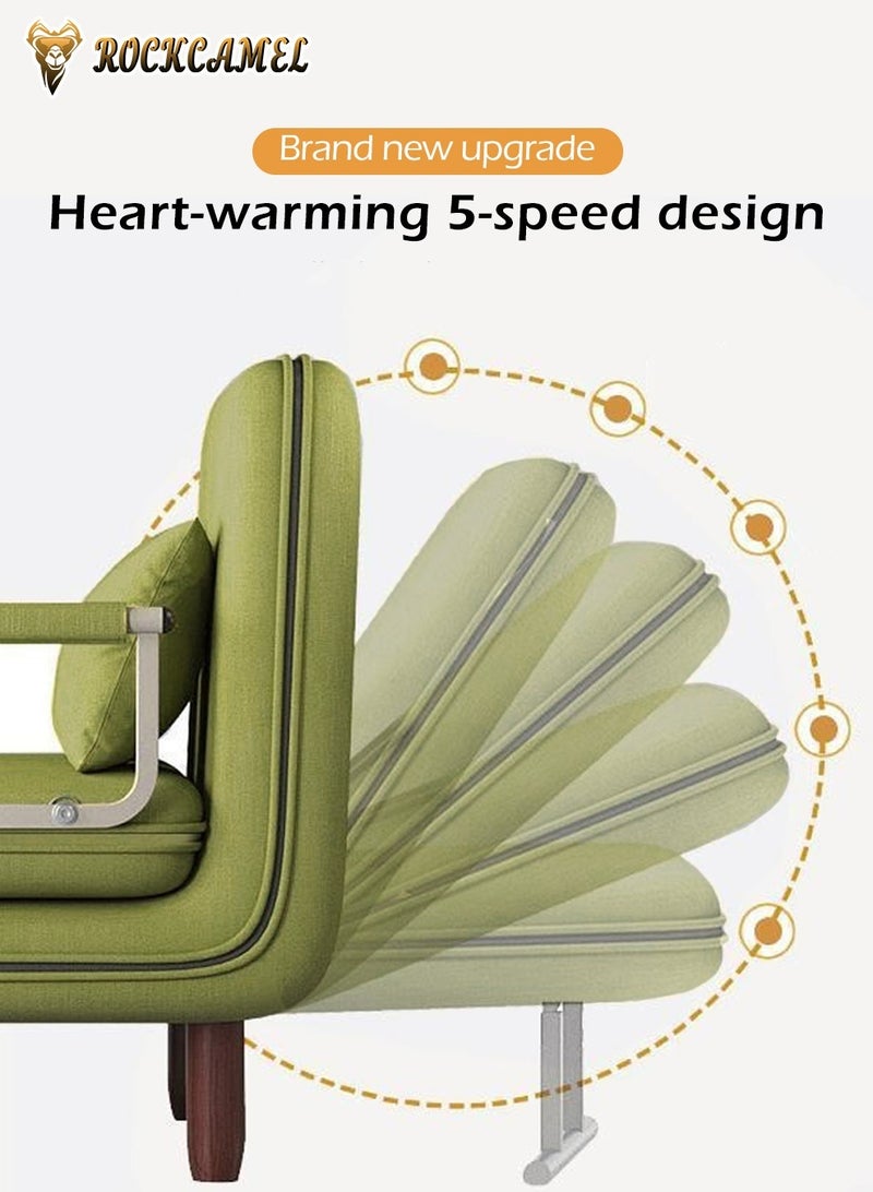 ROCKCAMEL أريكة بذراعين ثلاثة في واحد مع تعديل الزاوية، عرض 100 سم، يمكن تحويلها إلى سرير وأريكة مسند ظهر، قماش الفانيلا الصديق للبشرة، قابل للإزالة والغسل، مناسب للمنزل والمكتب، يأتي مع وسائد مزدوجة، يمكن الاستلقاء أو الجلوس أو النوم، مقعد أريكة مسند ظهر متعدد الوظائف - Image 4