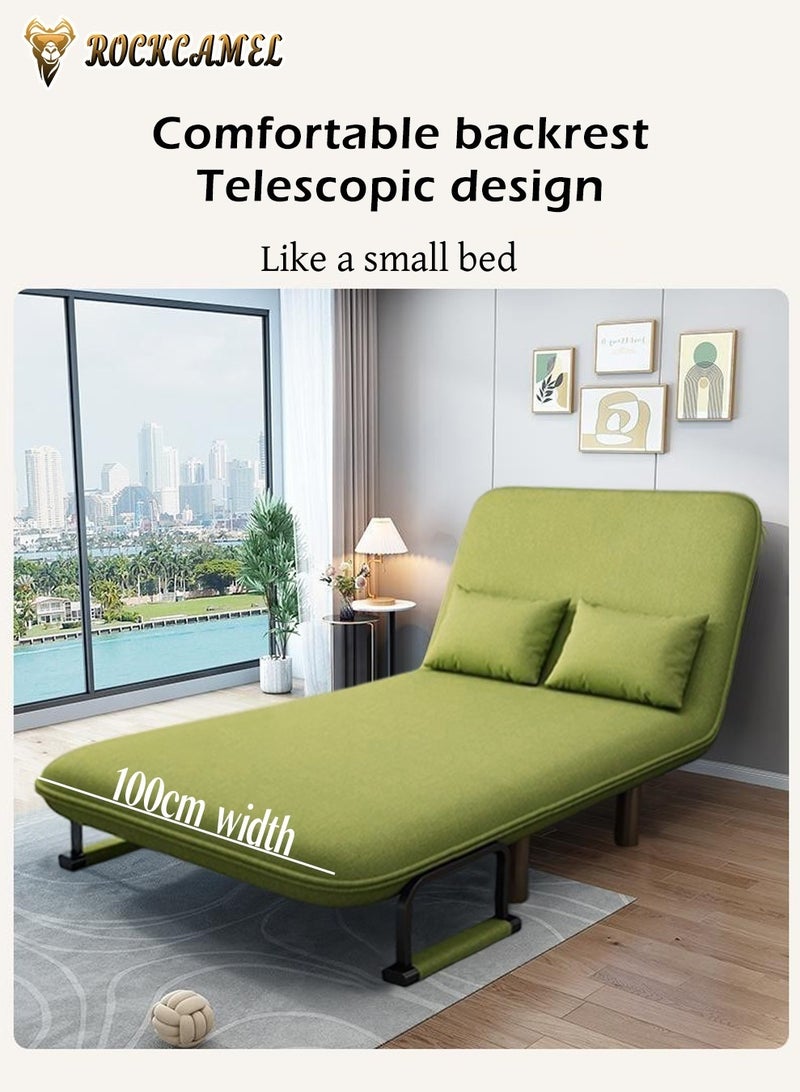 ROCKCAMEL أريكة بذراعين ثلاثة في واحد مع تعديل الزاوية، عرض 100 سم، يمكن تحويلها إلى سرير وأريكة مسند ظهر، قماش الفانيلا الصديق للبشرة، قابل للإزالة والغسل، مناسب للمنزل والمكتب، يأتي مع وسائد مزدوجة، يمكن الاستلقاء أو الجلوس أو النوم، مقعد أريكة مسند ظهر متعدد الوظائف - Image 2