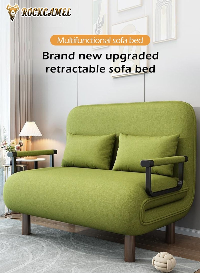 ROCKCAMEL أريكة بذراعين ثلاثة في واحد مع تعديل الزاوية، عرض 100 سم، يمكن تحويلها إلى سرير وأريكة مسند ظهر، قماش الفانيلا الصديق للبشرة، قابل للإزالة والغسل، مناسب للمنزل والمكتب، يأتي مع وسائد مزدوجة، يمكن الاستلقاء أو الجلوس أو النوم، مقعد أريكة مسند ظهر متعدد الوظائف - Image 3