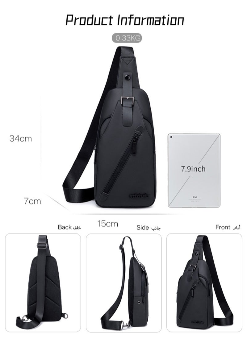 ARCTIC HUNTER Business Travel Chest Bag, Durable Sport Shopping Phone Money Pouch Sling Bag for Men, Black  - Image 3