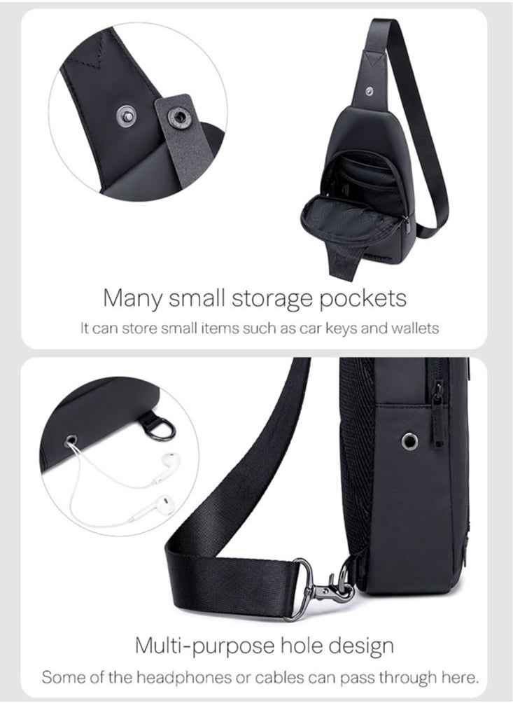 ARCTIC HUNTER Business Travel Chest Bag, Durable Sport Shopping Phone Money Pouch Sling Bag for Men, Black  - Image 4