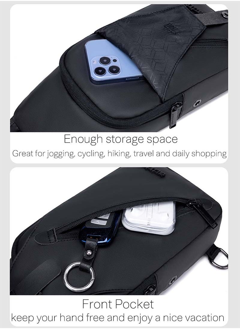 ARCTIC HUNTER Business Travel Chest Bag, Durable Sport Shopping Phone Money Pouch Sling Bag for Men, Black  - Image 5