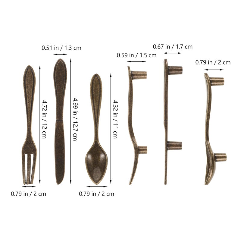Brushed Bronze Cabinet Pull Handles Set 3pcs Drawer Knobs Wardrobe Door Handles - Image 3
